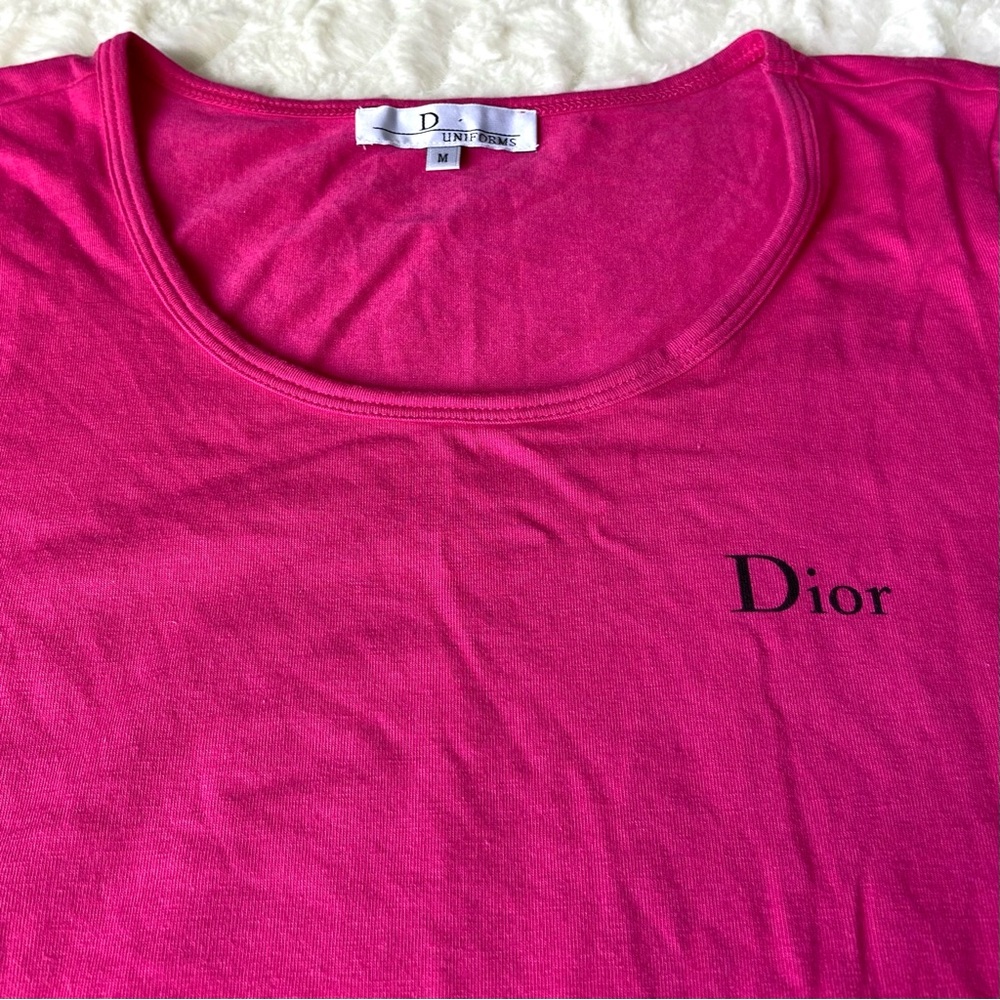 DIOR Uniform Logo 2/3 Long Sleeve Stretch Cotton Blend Top